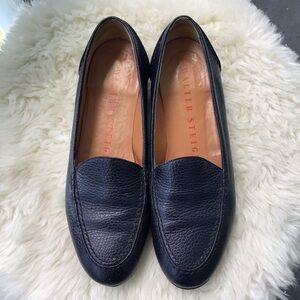 Walter Steiger Dark Navy Pebbled Leather Flats Driving Loafers